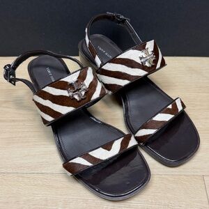 Tory Burch Everly Sandal in Zebra Calf Hair, SIZE 8 1/2